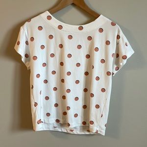 Westmoon LA brand Bubble Print crop T-shirt with zipper accent Size small